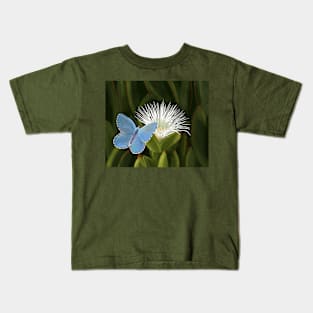 Blue butterfly and flower Kids T-Shirt